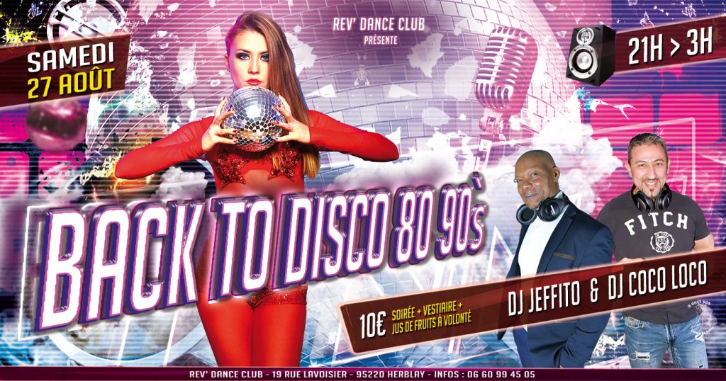 Samedi 27 août - Soirée Back to Disco/80/90s avec DJ Jeffito & DJ Coco loco