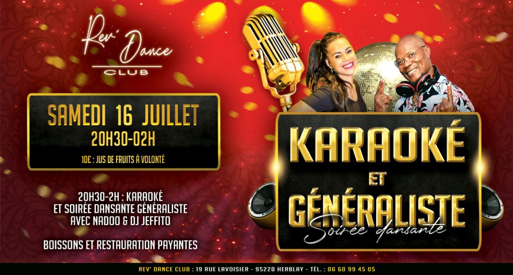 Samedi 16 juillet - Karaoké et soirée dansante généraliste avec Nadoo & DJ Jeffito