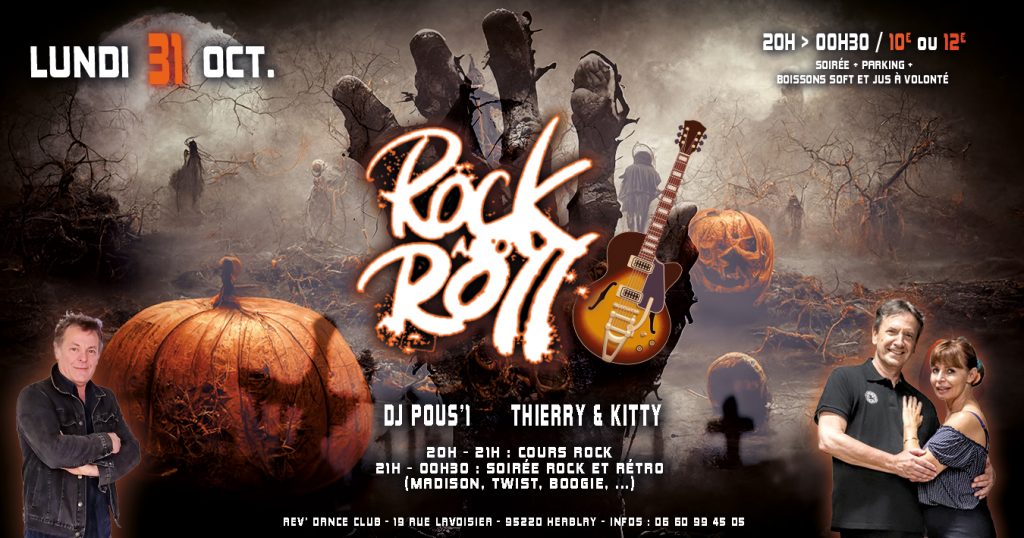 Lundi 31 oct. 2022 - cours et soirée rock avec DJ Pous'1 et Thierry & Kitty