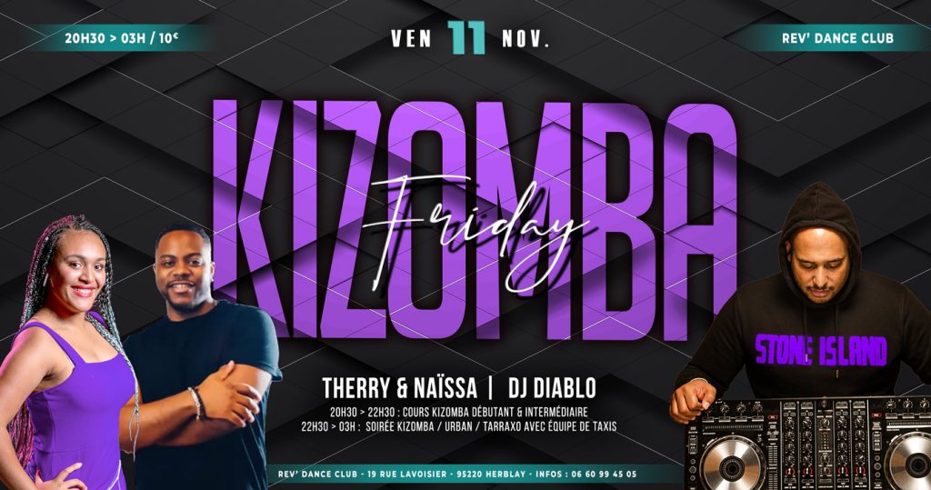 11 nov. - Friday Kizomba - cours + soirée avec Therry & Naïssa et DJ Diablo