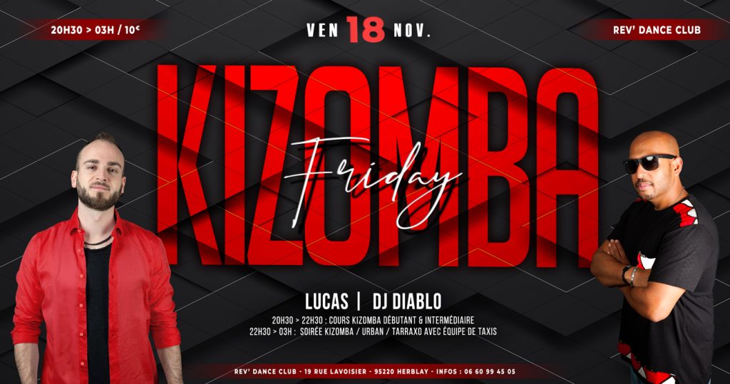 18 nov. - Friday Kizomba - cours + soirée avec Lucas et DJ Diablo