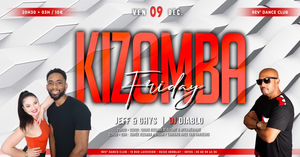09 déc. - Friday Kizomba - cours + soirée avec Jeff et Ghys et DJ Diablo