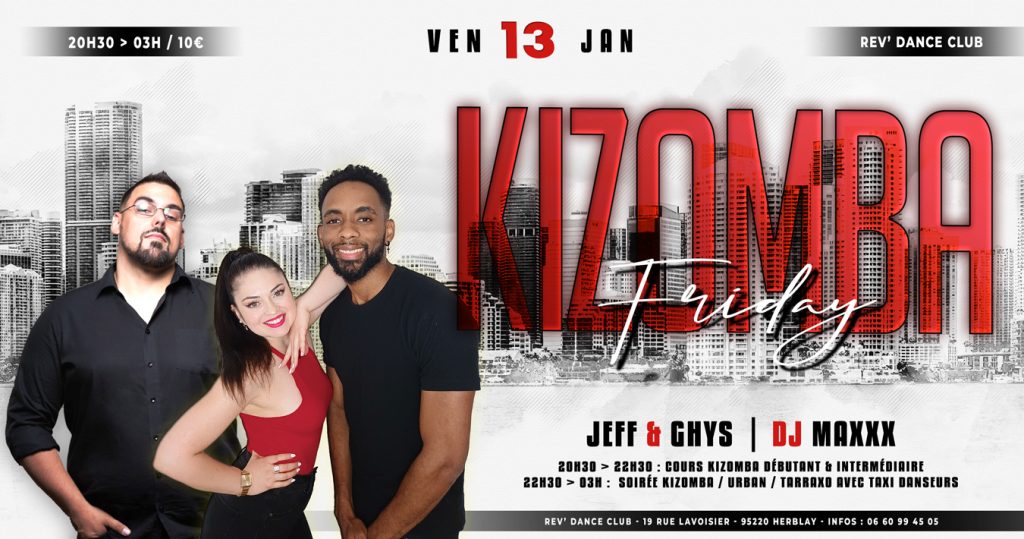 13 janvier - Friday Kizomba - cours + soirée avec Jeff & Ghys et DJ Maxxx