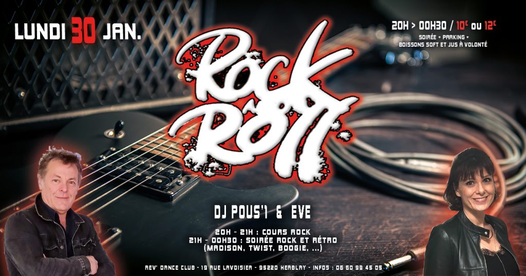 Lundi 30 janvier 2023 - cours et soirée rock avec DJ Pous'1 et Eve