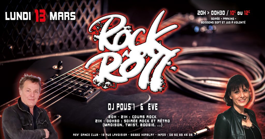 Lundi 13 mars 2023 - cours et soirée rock avec Eve et DJ Pous'1