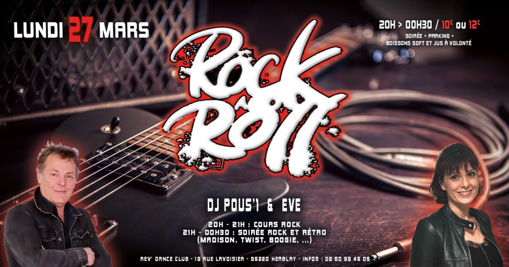 Lundi 27 mars 2023 - cours et soirée rock avec Eve et DJ Pous'1