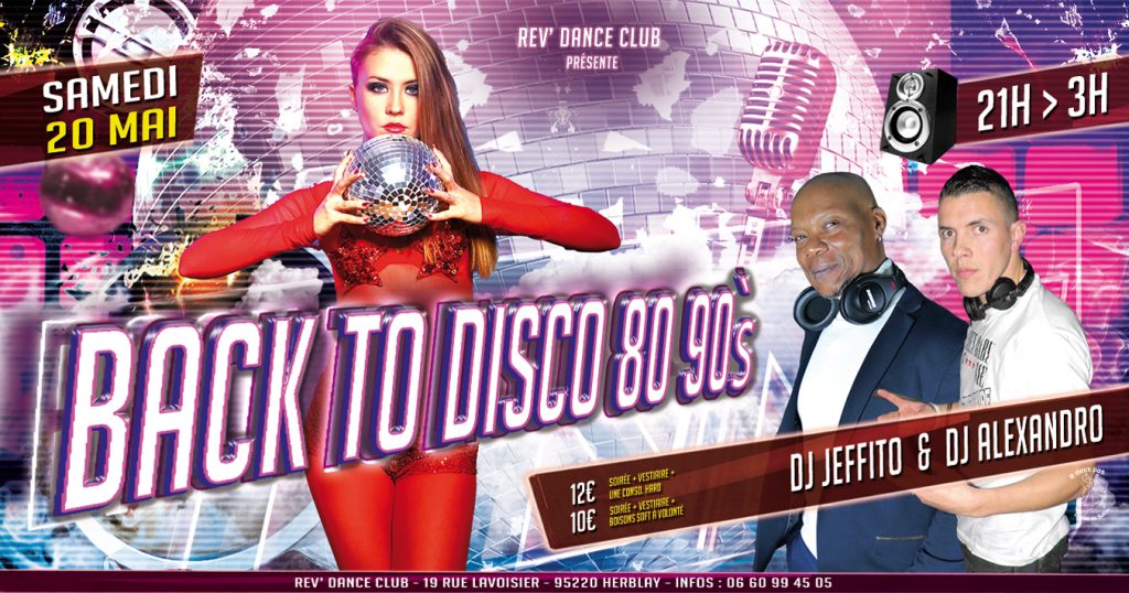 Samedi 20 mai - Soirée Back to Disco/80/90s avec DJ Jeffito & DJ Alexandro