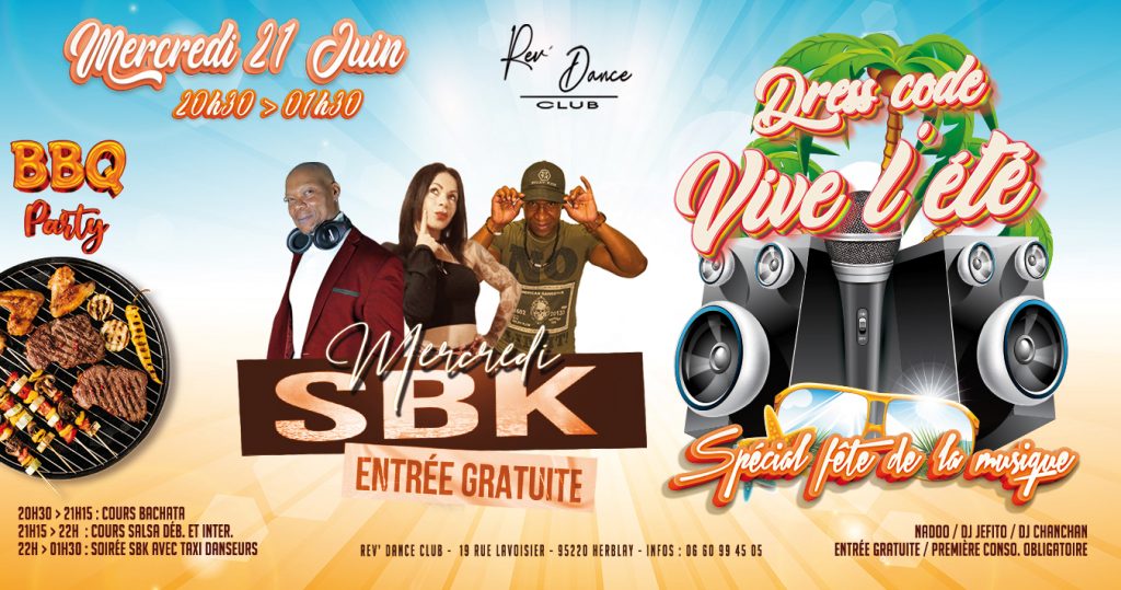 21/06/2023 - ENTREE GRATUITE - Cours + Soirée SBK - avec Nadoo & DJ Jeffito & DJ Chanchan