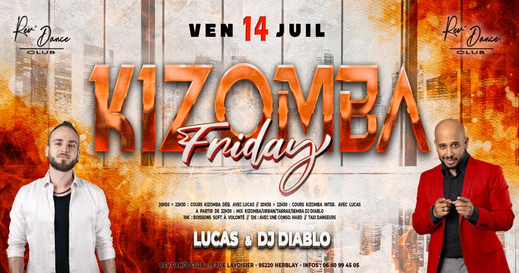 14/07/2023 - Friday Kizomba - cours + soirée - Lucas et DJ Diablo