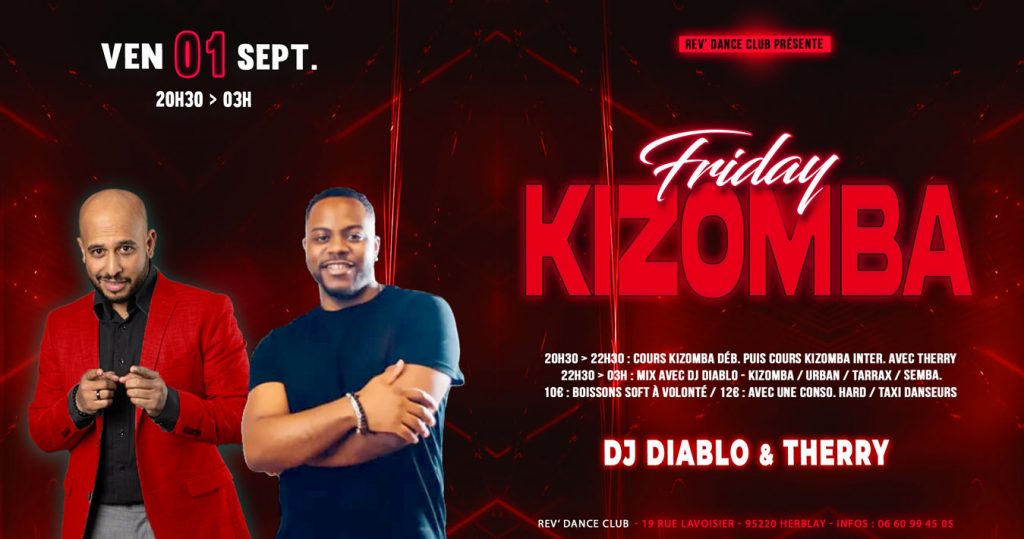 01/09/2023 - Friday Kizomba - cours + soirée - Therry et DJ Diablo