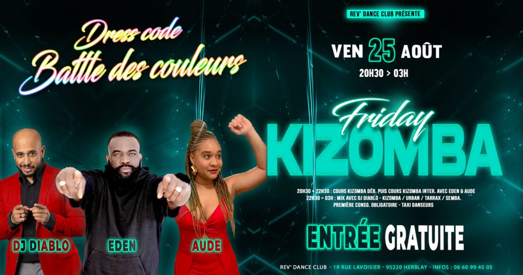 25/08/2023 - ENTREE GRATUITE - Friday Kizomba - cours + soirée - Eden & Aude et DJ Diablo