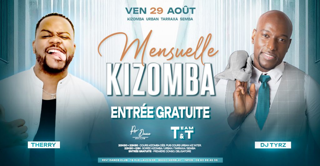29/08/2025 - ENTREE GRATUITE - Mensuelle Kizomba - THERRY & DJ TYRZ