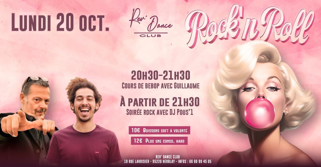 Lundi 20 oct. 2025 - Soirée Rock - cours + soirée rock avec DJ Pous'1 & Guillaume