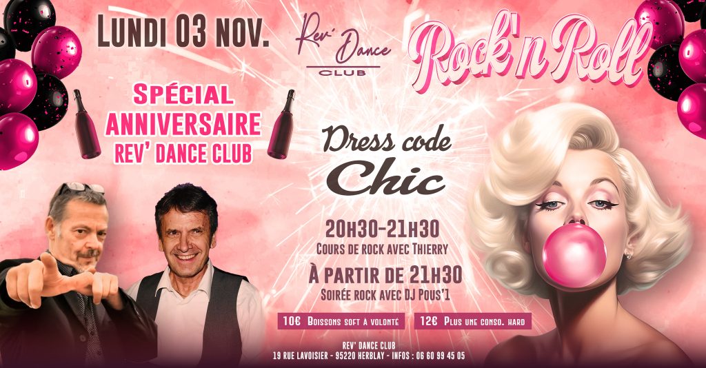 Lundi 03 nov. 2025 - Soirée Rock - Spécial Anniversaire Rev' Dance Club