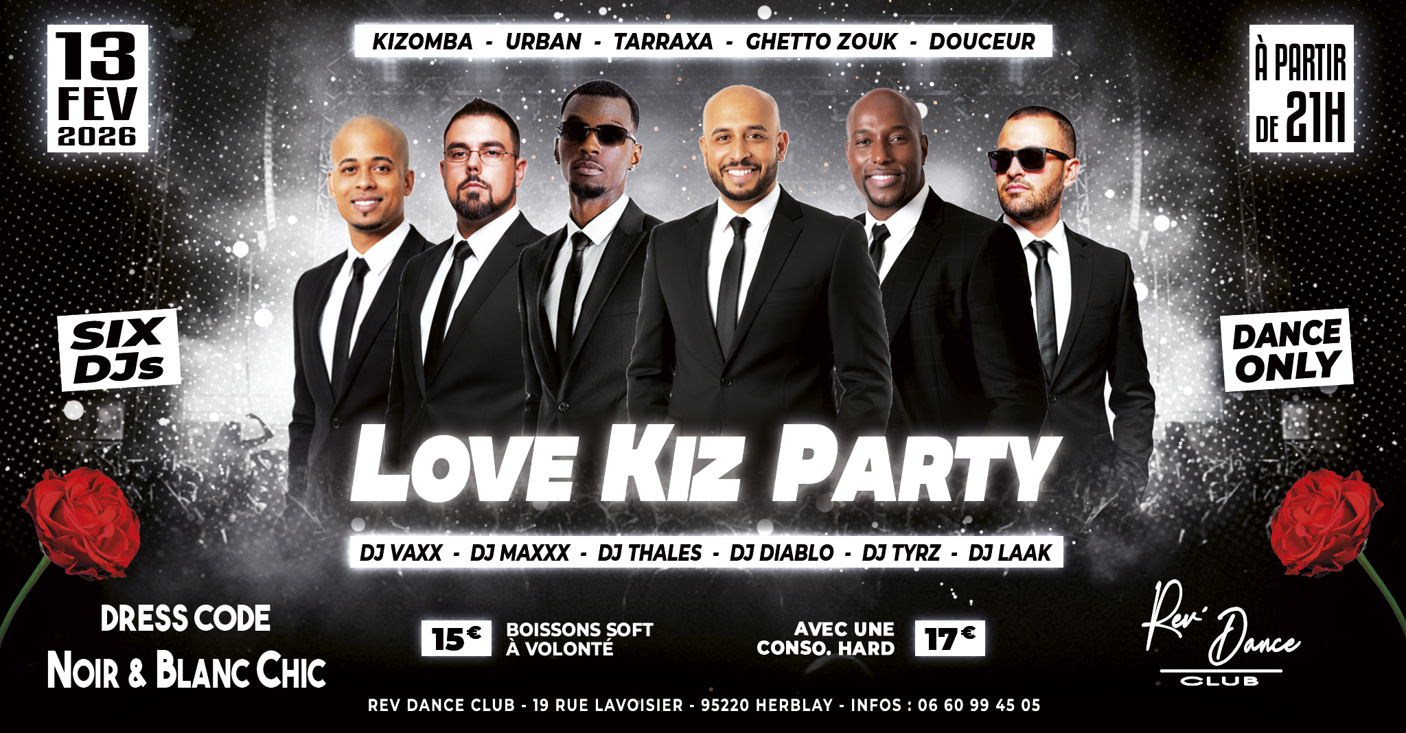 Vendredi 13 février 2026 - LOVE KIZ PARTY - 6 DJs - Dance Only