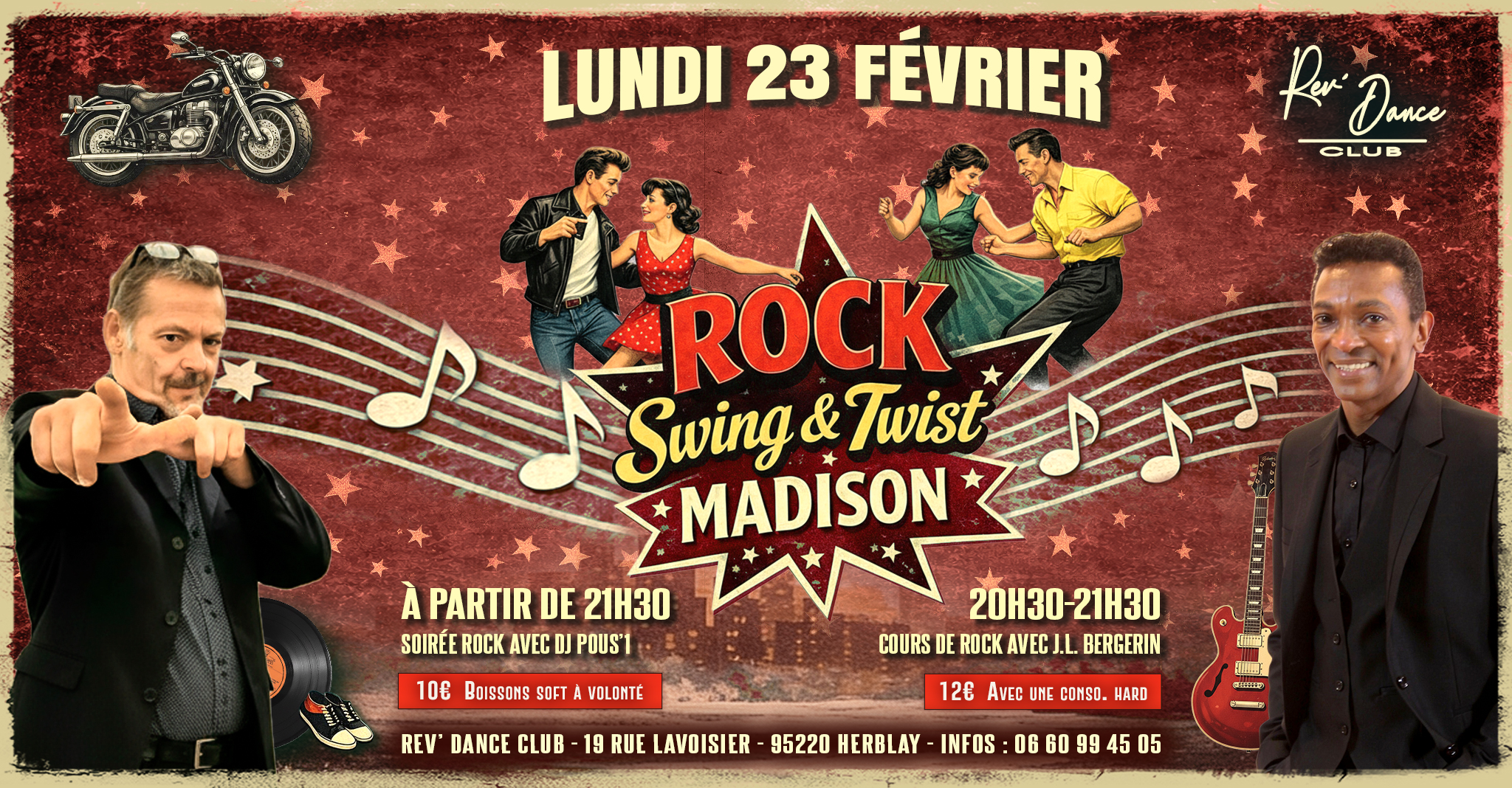 Lundi 23 février 2026 - Lundi Rock - cours et soirée rock avec J.L. Bergerin et DJ Pous'1