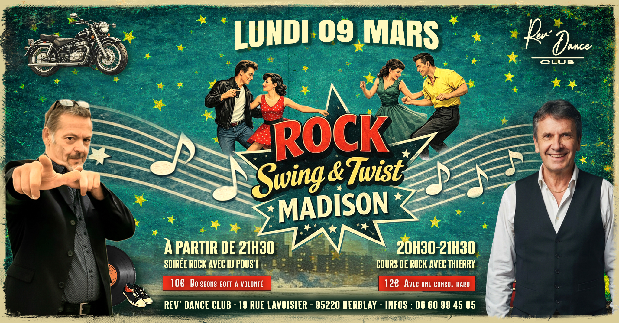 Lundi 09 mars 2026 - Lundi Rock - cours et soirée rock avec Thierry et DJ Pous'1