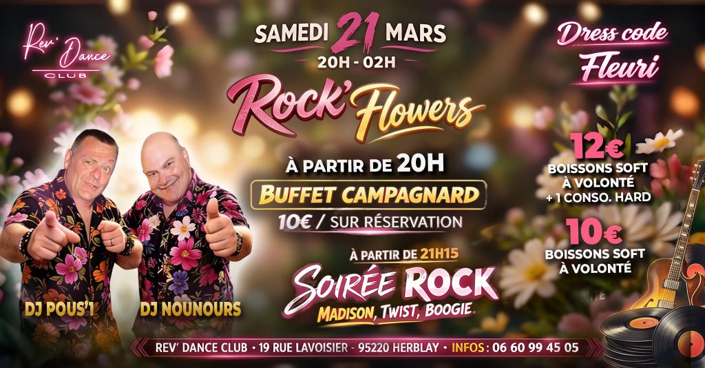 Samedi 21 mars 2026 - Buffet campagnard et Soirée ROCK avec DJ Pous'1 & DJ Nounours