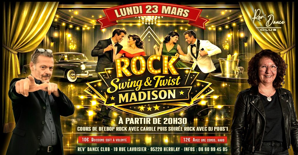 Lundi 23 mars 2026 - Lundi Rock - cours et soirée rock avec Carole et DJ Pous'1
