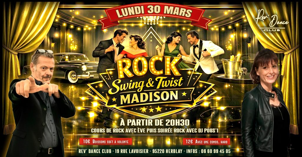 Lundi 30 mars 2026 - Lundi Rock - cours et soirée rock avec Eve et DJ Pous'1