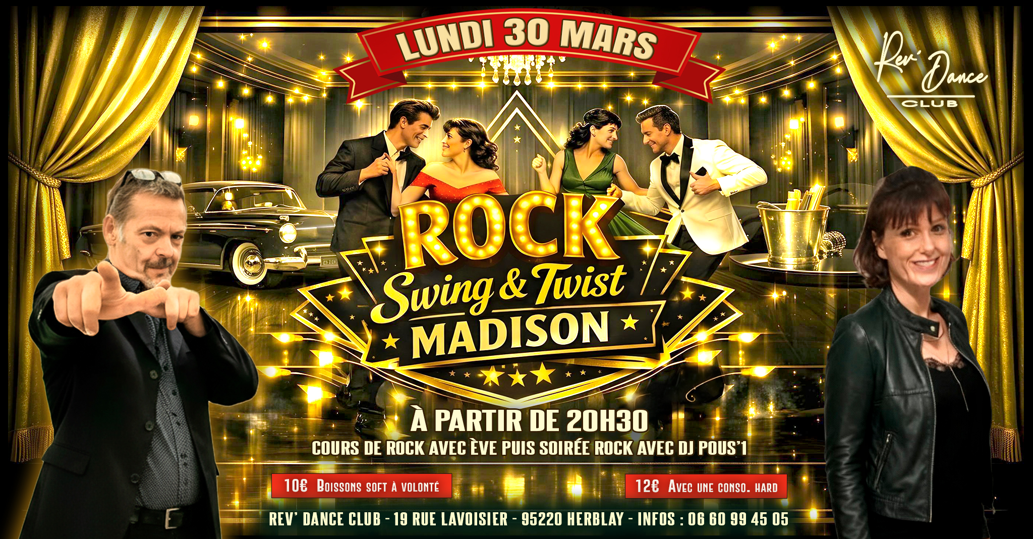 Lundi 30 mars 2026 - Lundi Rock - cours et soirée rock avec Eve et DJ Pous'1