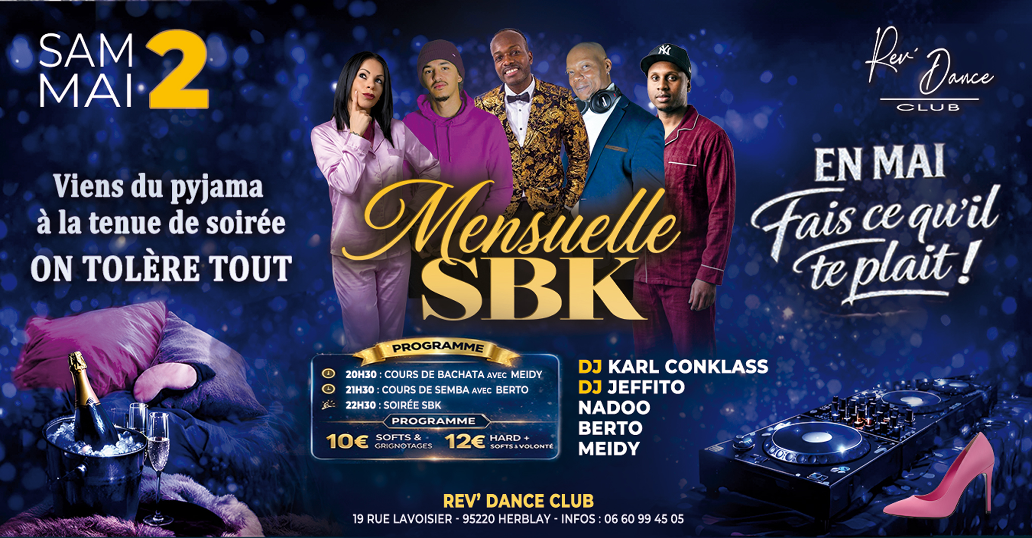 Samedi 02/05/2026 - Mensuelle SBK - Nadoo / DJ Jeffito / DJ Karl Conklass / Meidy / Berto
