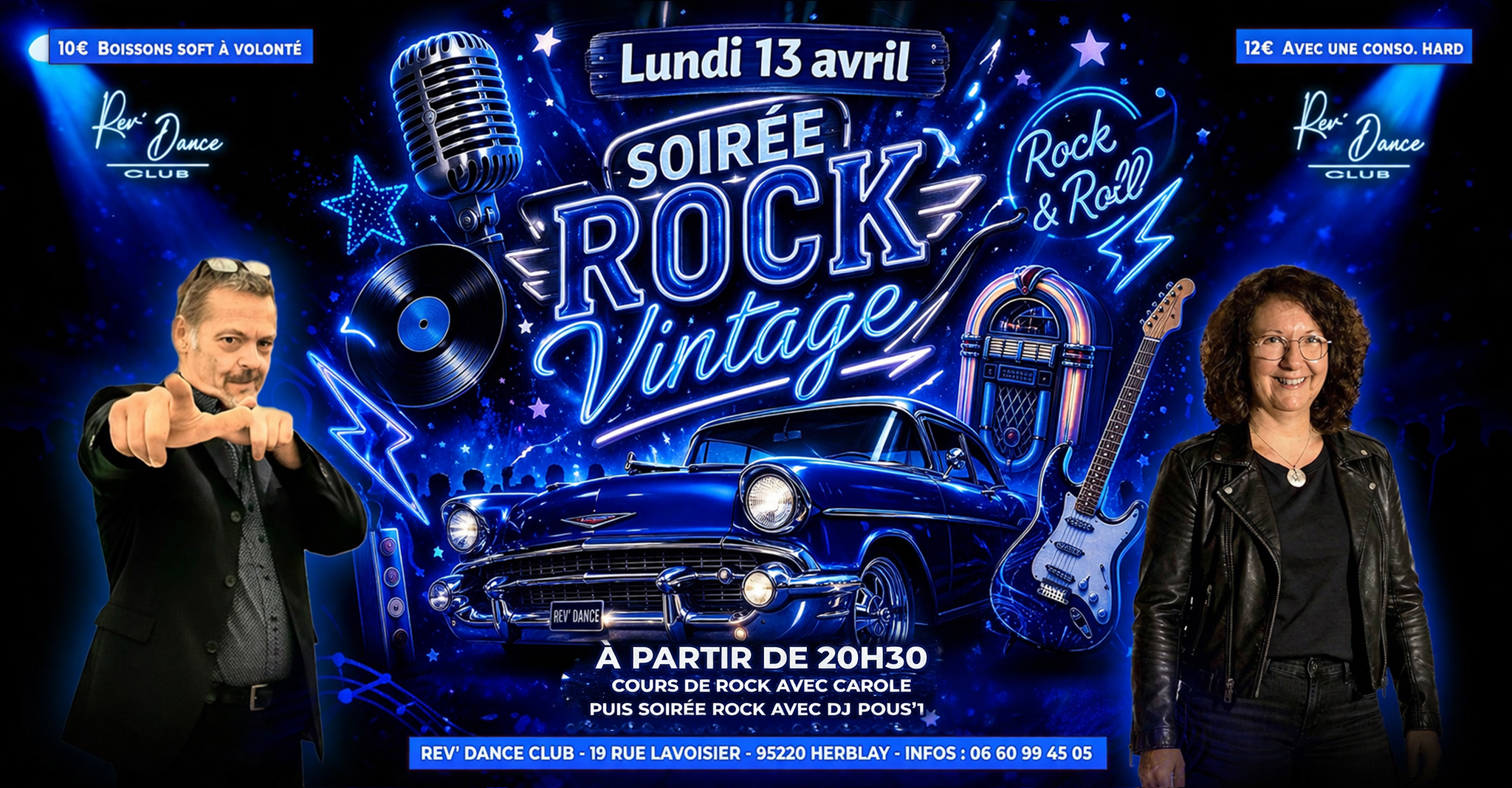 Lundi 13 avril 2026 - Lundi Rock - cours et soirée rock avec Carole et DJ Pous'1