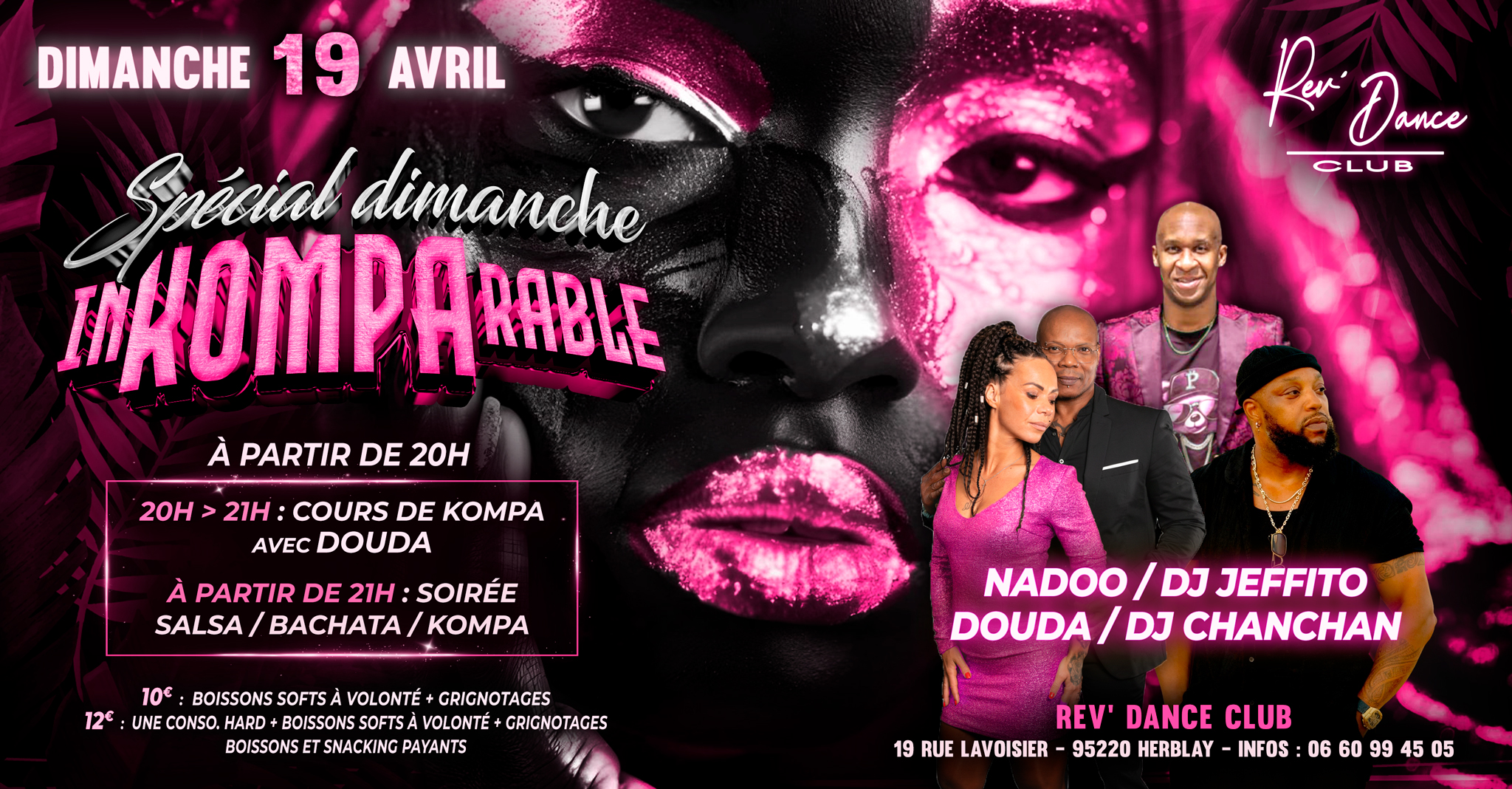Dimanche 19 avril 2026 - soirée inKOMPArable - Nadoo / DJ Jeffito / DJ Chanchan / Douda