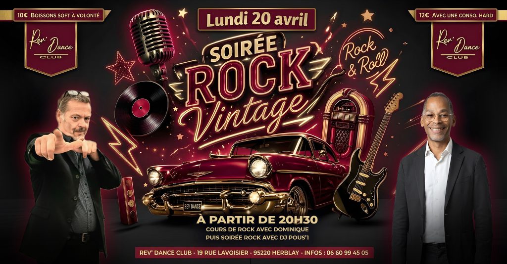 Lundi 20 avril 2026 - Lundi Rock - cours et soirée rock avec Dominique et DJ Pous'1