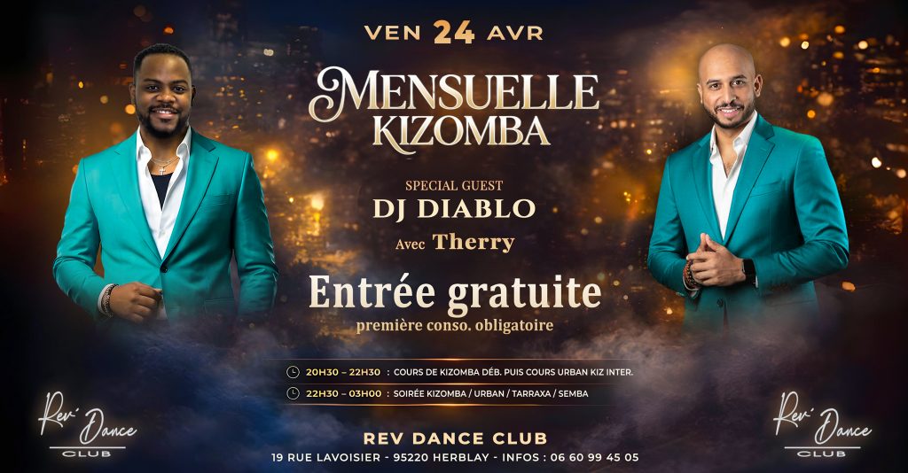 24/04/2026 - Mensuelle Kizomba - ENTREE GRATUITE