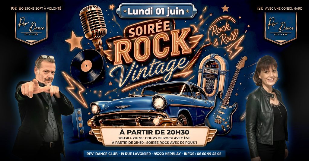 Lundi 01 juin 2026 - Lundi Rock - cours + soirée rock avec DJ Pous'1 & Ève