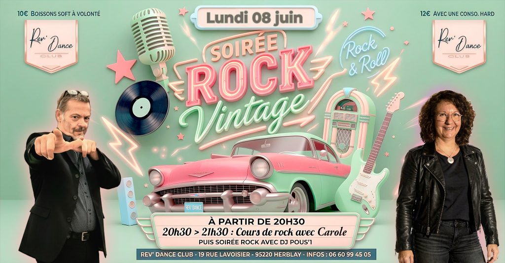 Lundi 08 juin 2026 - Lundi Rock - cours + soirée rock avec DJ Pous'1 & Carole