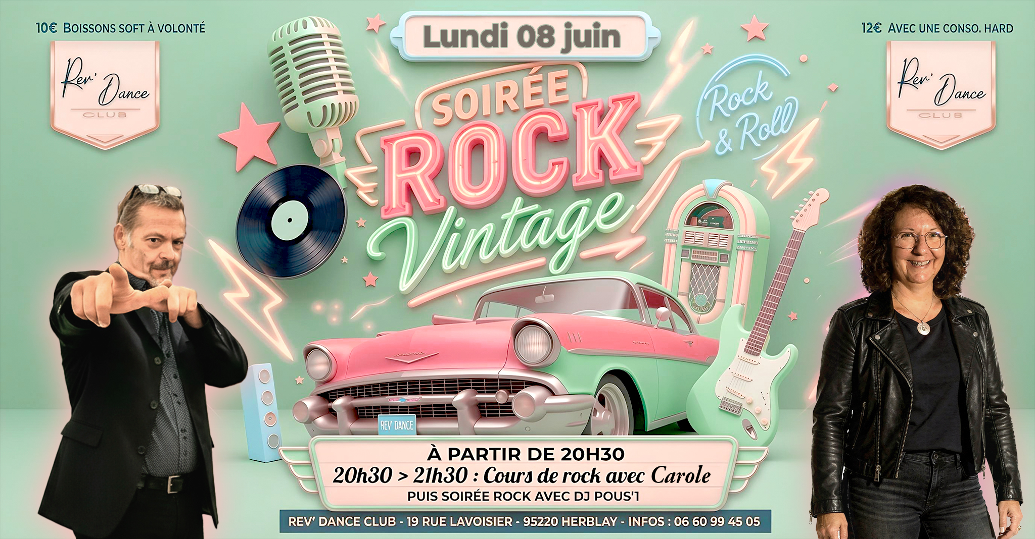 Lundi 08 juin 2026 - Lundi Rock - cours + soirée rock avec DJ Pous'1 & Carole