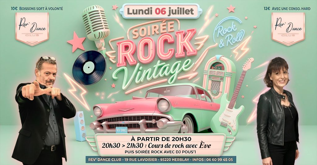Lundi 06 juillet 2026 - Lundi Rock - cours + soirée rock avec DJ Pous'1 & Eve
