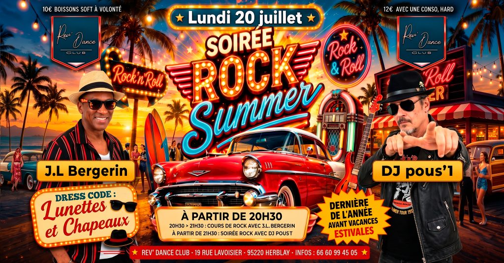 Lundi 20 juillet 2026 - Lundi Rock - cours + soirée rock