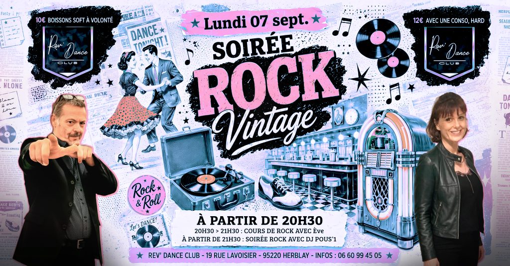 Lundi 07 sept. 2026 - Lundi Rock - cours + soirée rock - Ève & DJ Pous'1