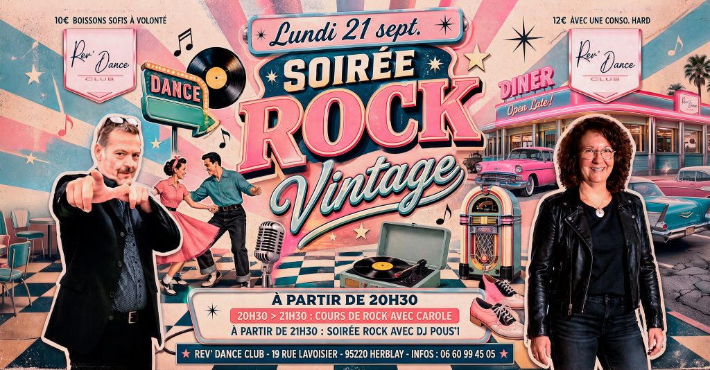 Lundi 21 sept. 2026 - Lundi Rock - cours + soirée rock - Carole & DJ Pous'1