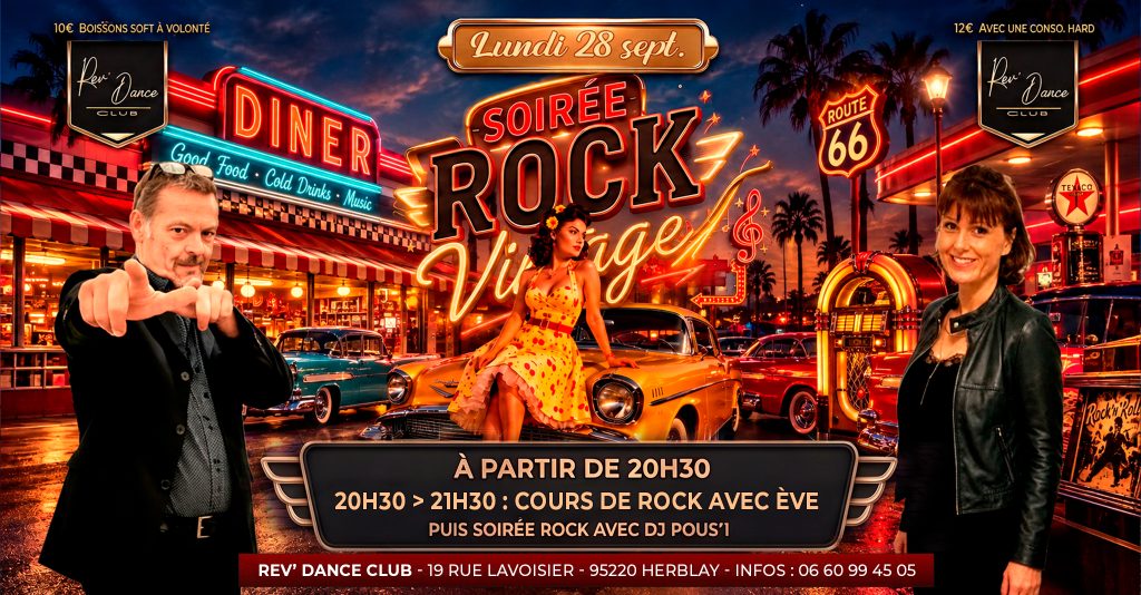 Lundi 28 sept. 2026 - Lundi Rock - cours + soirée rock - Ève & DJ Pous'1