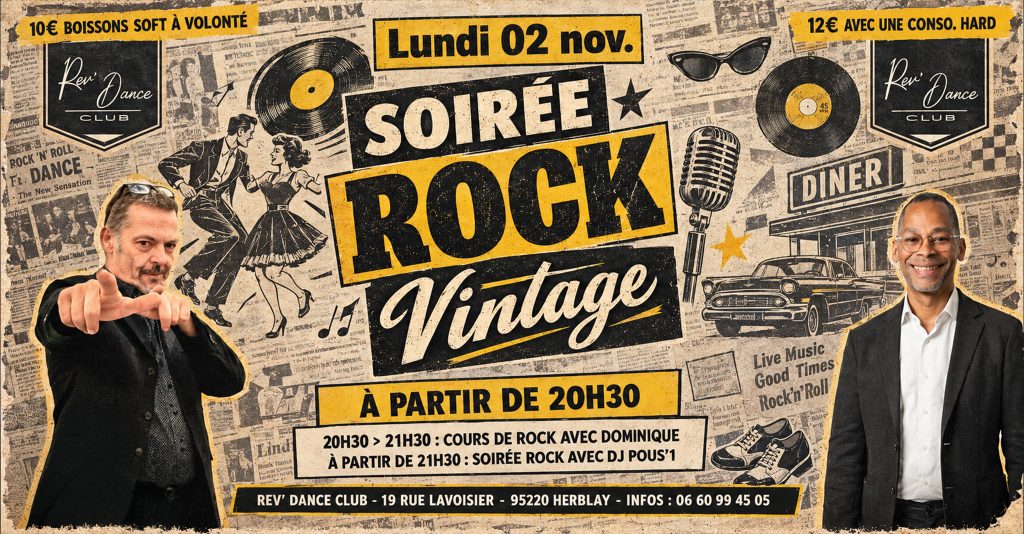 Lundi 02 nov. 2026 - Lundi Rock - cours + soirée rock - Dominique & DJ Pous'1