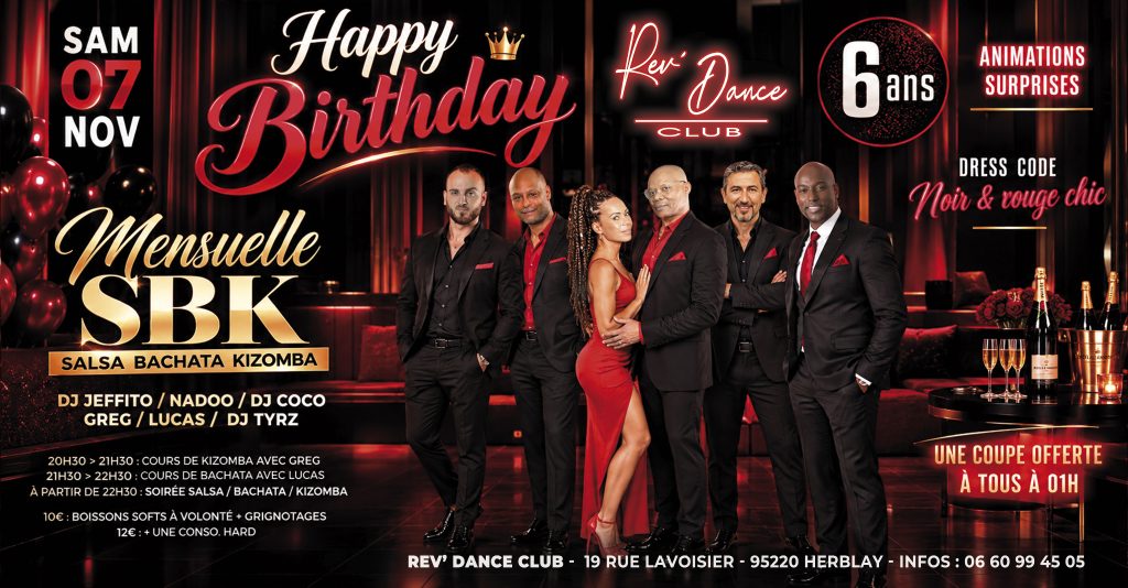 Samedi 07/11/2026 - Mensuelle SBK - Spéciale Happy Birthday Rev' Dance Club pour ses 6 ans